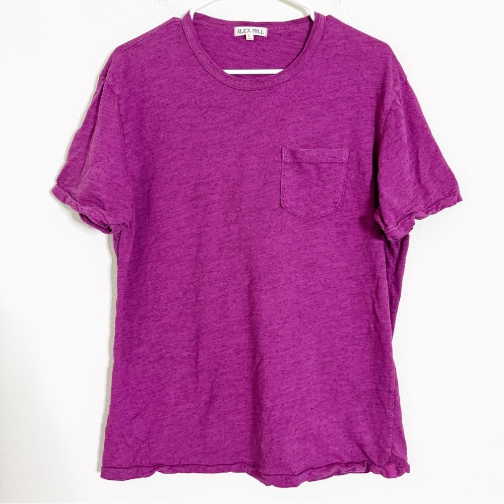 Alex Mill standard slub cotton pocket Magenta Tee shirt